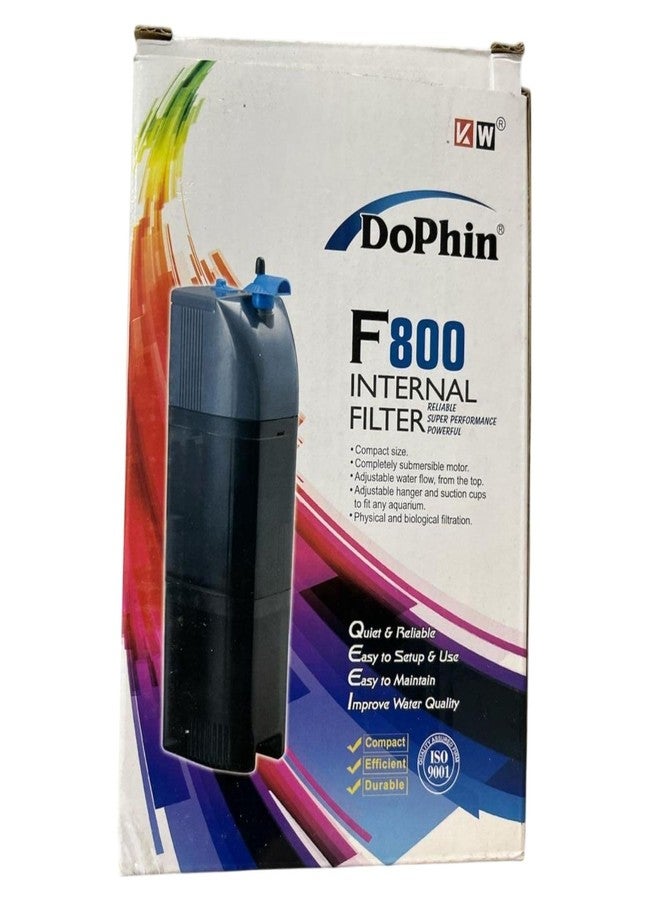 TUNAI Dophin F800 Internal Filter for Aquarium Fish Tank | Completely Submersible Motor | Output: 400/360 L/H | Suitable for Fish Tank Size 80L - Image 1